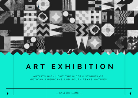 Art Exhibition Announcement Postcard 5x7in Modelo de Design