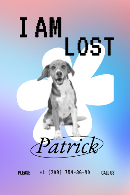 Designvorlage Announcement About Searching Dog Patrick für Flyer 4x6in