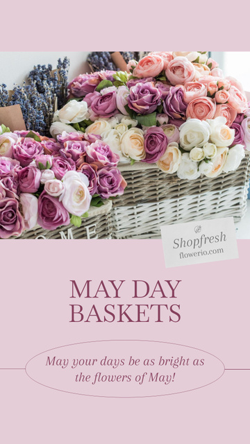 May Day Celebration Announcement with Roses Instagram Story Design Template