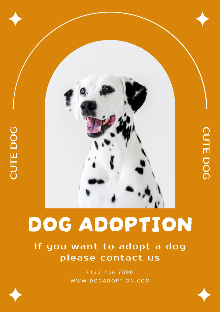 Pets Adoption Ad with Cute Dalmatian Flyer A4デザインテンプレート