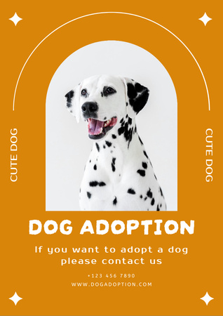 Pets Adoption Ad with Cute Dalmatian Flyer A4 Design Template
