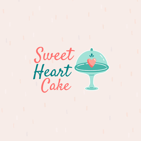 Modèle de visuel offre boulangerie avec délicieux gâteau en forme de coeur - Logo
