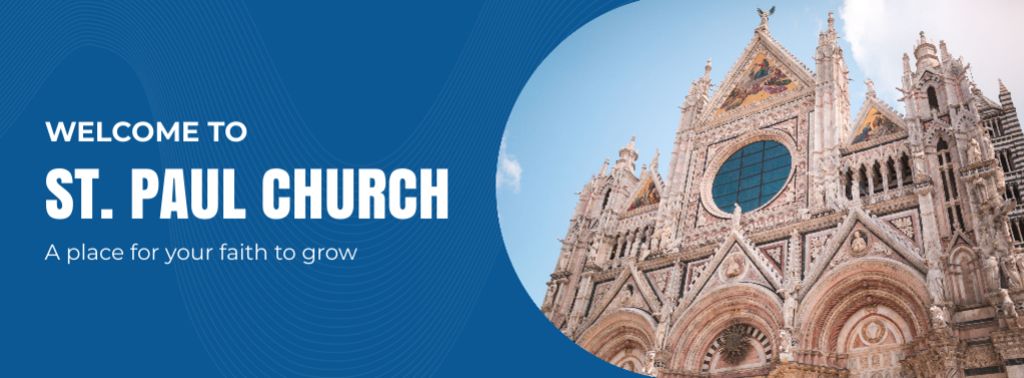 Ontwerpsjabloon van Facebook cover van Church Invitation with Beautiful Cathedral