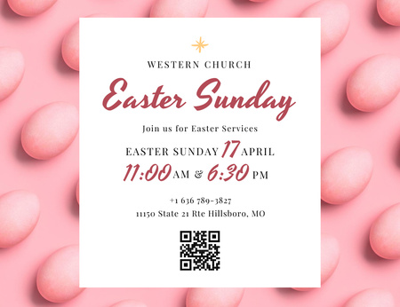 Announcement of Easter Church Services On Sunday Invitation 13.9x10.7cm Horizontal Design Template