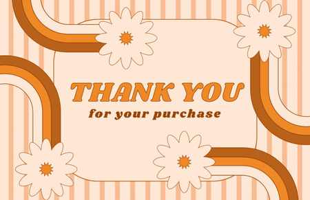 Thank You Message with Illustration of Plain Orange Flowers Thank You Card 5.5x8.5in Design Template