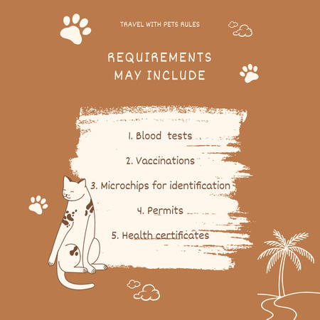 Plantilla de diseño de Requisitos para Viajar con Mascotas Instagram 
