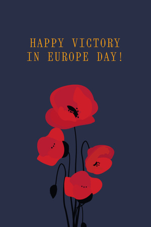 Victory Day Celebration Announcement with Red Poppy Postcard 4x6in Vertical Design Template