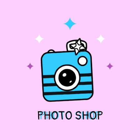 Photo Shop Ads with Cute Camera Animated Logo Modelo de Design