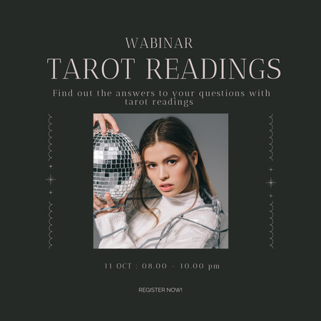 Webinář čtení tarotu s mladou ženou Instagram Šablona návrhu