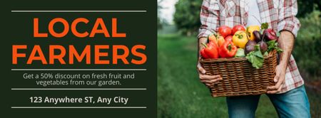 Farmer in Checkered Shirt with Basket of Vegetables Facebook cover Design Template