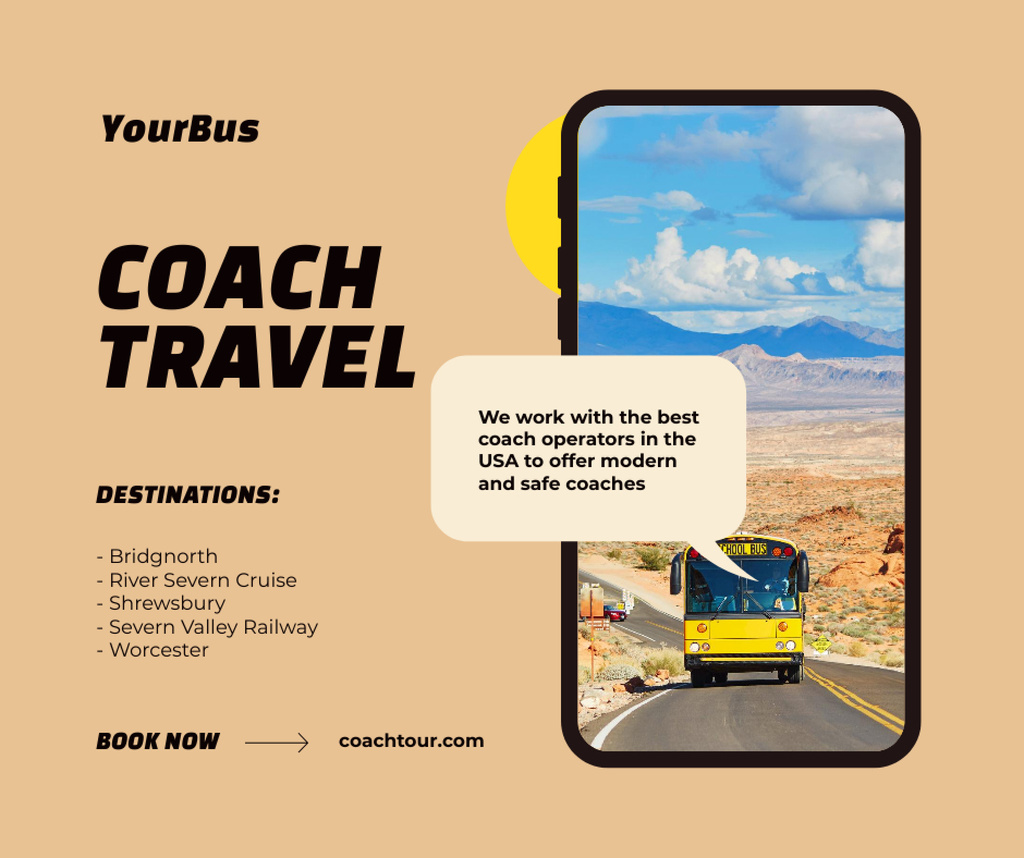 Coach Travel Offer Facebook Πρότυπο σχεδίασης