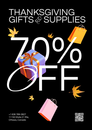 Thanksgiving Gifts and Supplies Ad Poster Design Template