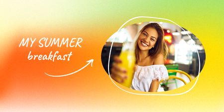 Young Woman holding Summer Smoothie Twitter Design Template
