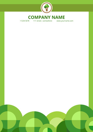 Carta da empresa com moldura de círculos verdes Letterhead Modelo de Design