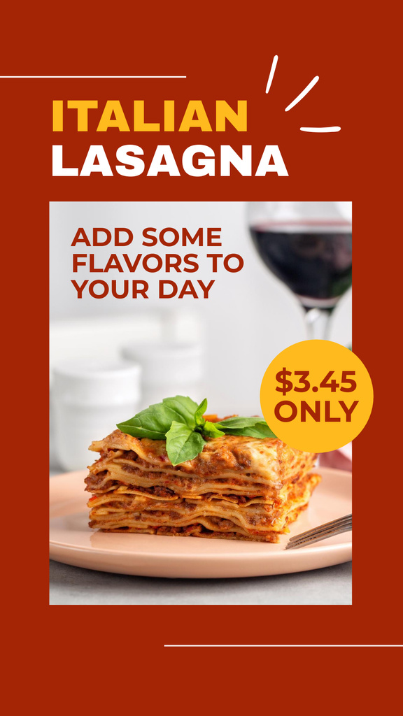 Plantilla de diseño de Offer of Delicious Italian Lasagna Instagram Story 
