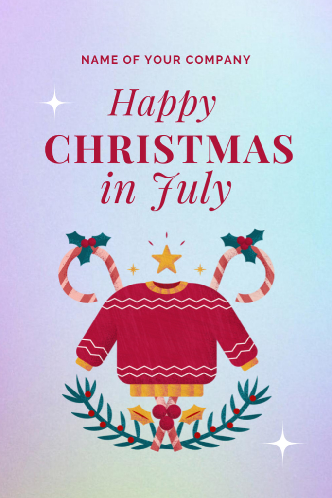 Entertaining Christmas In July Greeting With Sweater Flyer 4x6in Πρότυπο σχεδίασης