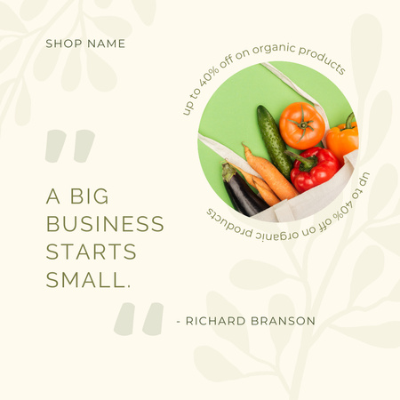 地元の農家の市場で新鮮な有機野菜 Instagram ADデザインテンプレート