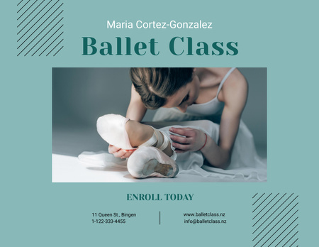 Elegant Ballet Trainings in Pointe Shoes Flyer 8.5x11in Horizontal Design Template