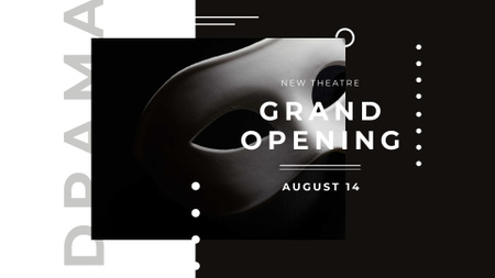 Theatre Opening Announcement with Theatrical Mask FB event cover Design Template