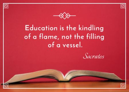 Educational quote with Open Book Card Design Template