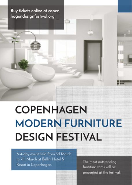 Furniture Festival ad with Stylish modern interior in white Invitation Modelo de Design