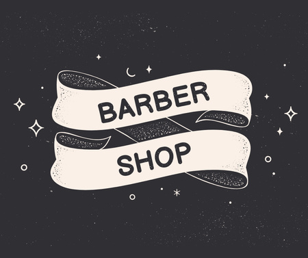 Barbershop Offer with Moon and Stars illustration Facebook Tasarım Şablonu