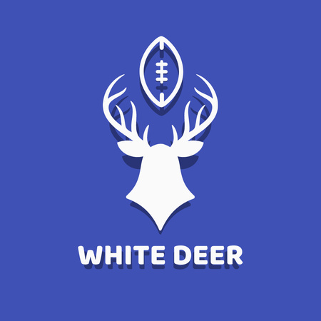 Sport Team Emblem with Deer's Horns Logo Design Template