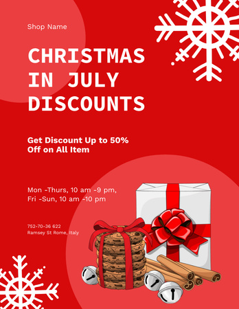  Christmas Sale Announcement in July Flyer 8.5x11in Design Template