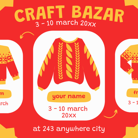 Designvorlage Craft Bazaar Announcement with Red Sweater für Instagram