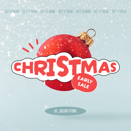 Plantilla de diseño de Christmas Sale Announcement with Tree Ball Instagram 