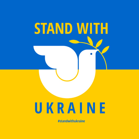 Modèle de visuel pigeon avec phrase stand avec ukraine - Logo