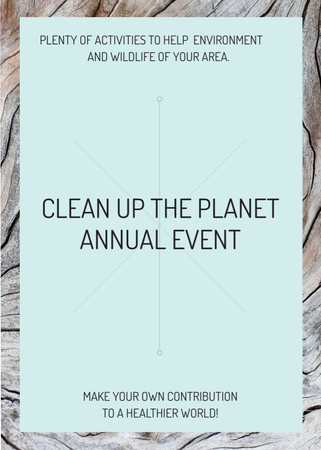Ecological event announcement on wooden background Flayer Design Template