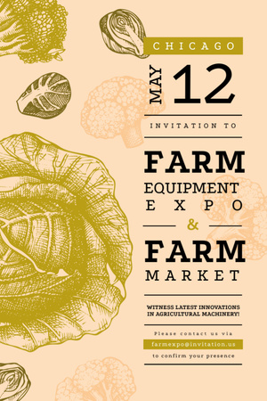 Healthy green cabbage for Farming expo Invitation 6x9in Design Template