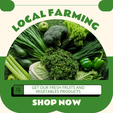 Platilla de diseño Fresh Farm Fruits and Vegetables in Green Instagram AD