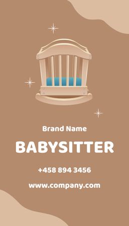Baby Sitting Helper Offer In Brown Business Card US Vertical Design Template