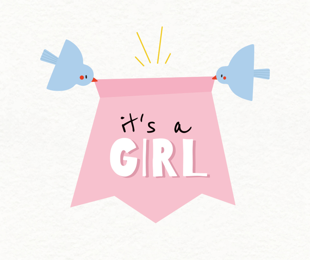 Baby Shower Announcement with Cute Birds Facebook – шаблон для дизайну