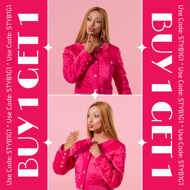 Fashion Ad with Woman in Bright Pink Blazer Instagram AD Πρότυπο σχεδίασης