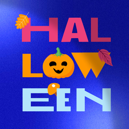 Halloween Celebration Announcement with Pumpkin and Foliage Instagram Modelo de Design