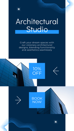 Architectural Studio Services with Modern Building in City Instagram Story Design Template