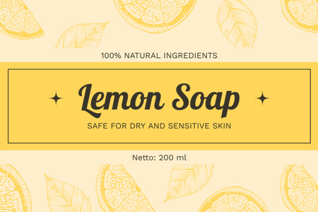 Soap With Lemon Extract For Sensitive Skin Promotion Label Design Template