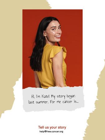 Mellrák történet fiatal, mosolygós nővel Poster US tervezősablon