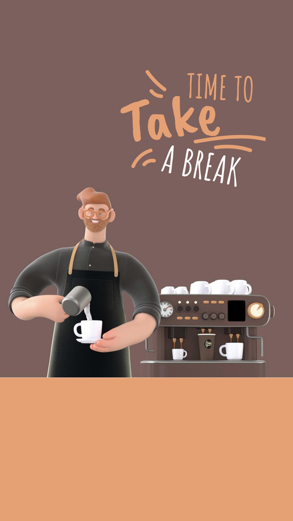 Ontwerpsjabloon van Instagram Story van Barista Making Coffee by Machine