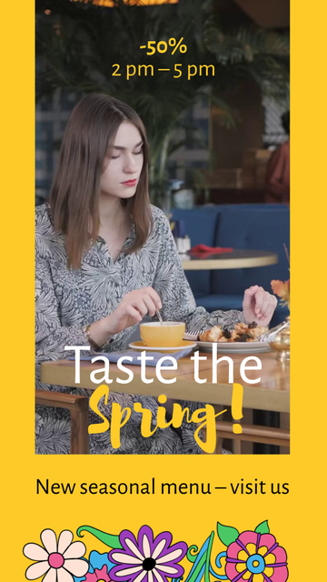 Platilla de diseño Spring Dishes Offer In Restaurant With Discount Instagram Video Story