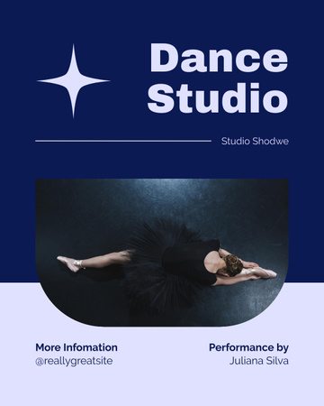 Siyah Elbiseli Balerin ile Dans Stüdyosu Tanıtımı Instagram Post Vertical Tasarım Şablonu