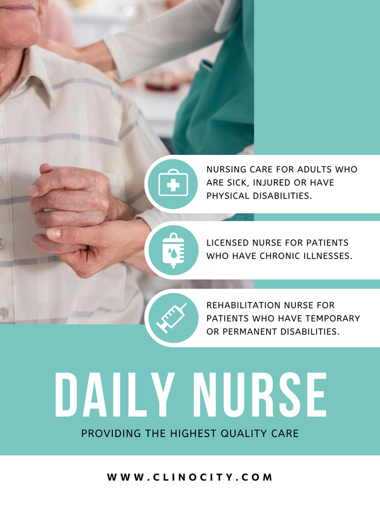 Nursing Services Offer with Nurse and Patient Poster 36x48in – шаблон для дизайна