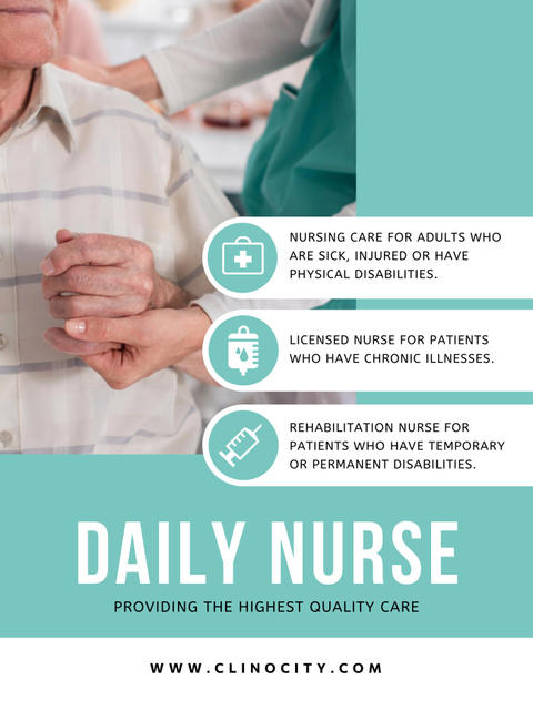 Nursing Services Offer with Nurse and Patient Poster 36x48in Πρότυπο σχεδίασης