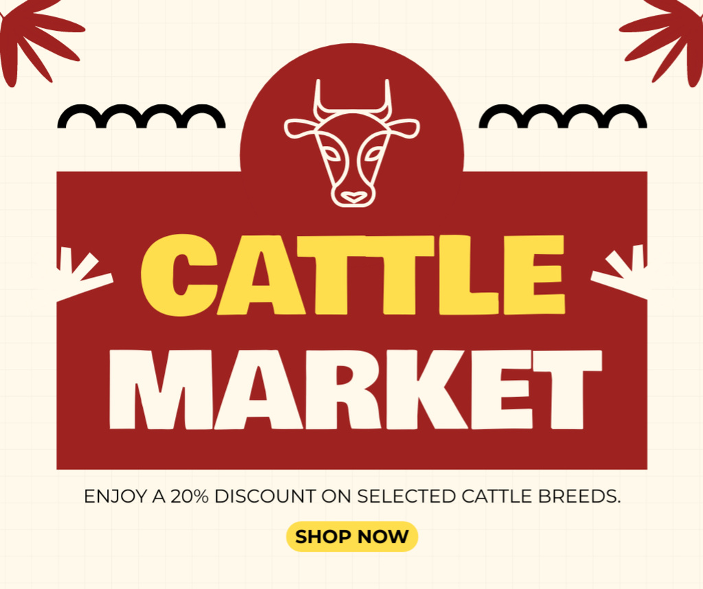 Discount on Selected Cattle Breeds Facebook Πρότυπο σχεδίασης