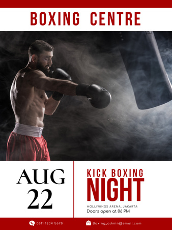 Boxing Centre Invitation with Photo of Athlete Poster US Design Template