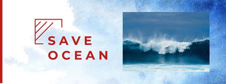 Ontwerpsjabloon van Facebook cover van Call to Ocean Saving with Powerful Wave