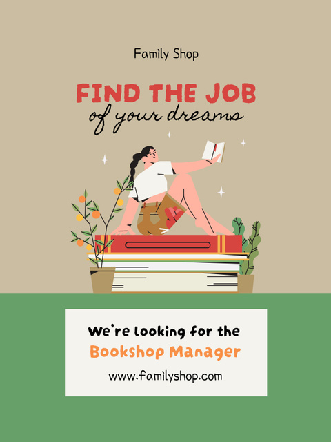 Find Job bookshop manager Poster US Design Template
